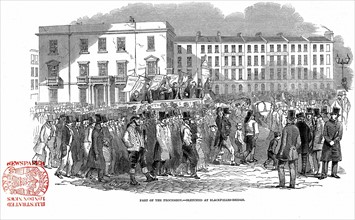Chartists processing from the mass meeting on Kennington Common towards Blackfriars Bridge, London