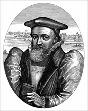 Georges Abbott (1562-1633), clerc anglais, Archevêque de Canterbury à partir de 1611, portant un livre de prières