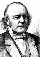 Gravure représentant Jean Louis Rodolphe Agassiz (1807-1873), naturaliste et glaciologue américain d'origine suisse
