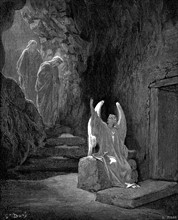 Ange montrant à Marie-Madeleine et à "l'autre Marie", la tombe vide du Christ
