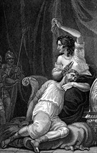 Delilah cutting Samson's hair, thus taking away his strength