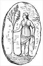 Minerva  holding a young olive tree