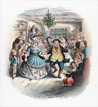Mr Fezziwig's Ball, illustration by John Leech for  "A Christmas Carol" by Charles Dickens