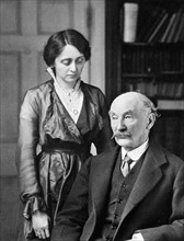 Thomas Hardy (1840-1928) English poet, novelist and dramatist with his second wife, Florence
