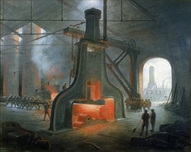 Steam hammer erected in a foundry