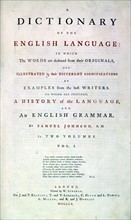 Page de garde du "Dictionnaire du Langage Humain" de Samuel Jackson Johnson