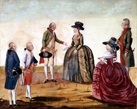 Catherine II, the Great (1729-96) Empress of Russia from 1762 with Joseph II (1741-90)  King of Germany 1765, Emperor of Austria from 1780, in 1787