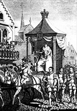 Elizabeth I on her way to open the first Royal Exchange, London, 23 January 1571