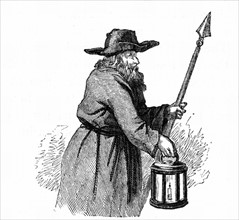 London night-watchman going through the streets with his pike and lantern:1569