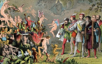 Alonso, King of Naples, shipwrecked with his court on Prospero's enchanted island