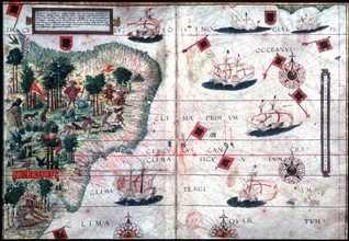 Map of Brazil by Pedro Reinel and Lopo Homen c1525