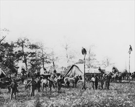 Telegraph construction camp during American Civil War 1861-1865