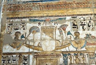 Painted wall relief showing royal barge