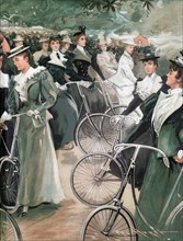 Society ladies cycling in Hyde Park