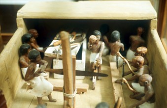 Carpenters in workshop model figures from Egyptian tomb