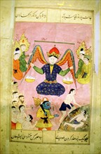 Arab manuscript depicting angel weighing a soul