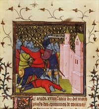 Hand-to-hand fighting with swords in defence of a castle