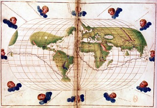 World map of route taken by Ferdinand Magellan