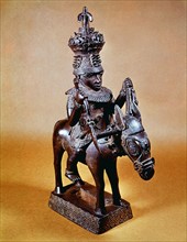 Benin bronze of horse and rider
