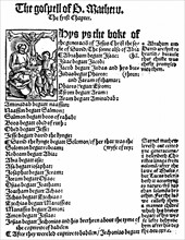 First page of St Matthew's Gospel from William Tyndale's