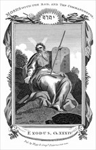 Moses with the tablets inscribed with the Ten Commandments