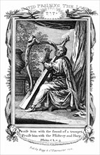 King David praising the Lord and playing the harp