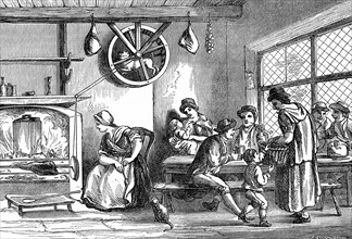 Turnspit dog at work in the inn at Newcastle, Carmarthen, Wales, c1800