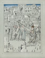 Facsimile of illustration from travels of legendary Sir John Mandeville, c1372