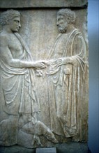 Athenian youth greeting older man