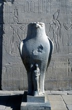 Giant statue of the Ancient Egyptian falcon-headed god Horus, Edfu