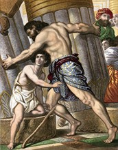 Samson pulling down the Temple of Dagon
