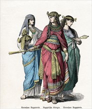 Egyptian queen and female attendants