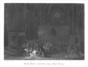 Saint Paul's being used as a pest house during the Plague of London