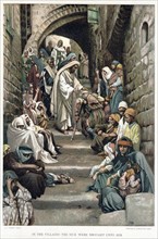 Christ healing the sick brought to him in the villages