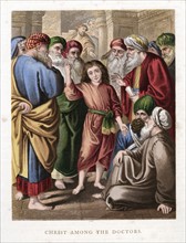 Christ as a boy discussing with the doctors in the Temple