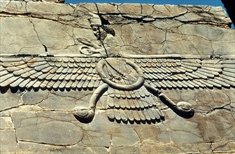 Winged symbol of Ahura Mazda, worshipped by the Zoroastrians