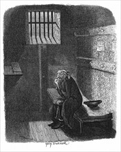 Fagin in the condemned cell in Newgate prison awaiting his execution