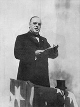 William McKinley (1843-1901) 25th president of USA from 1896 making a speech during his election