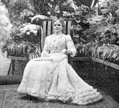 Wife of president William McKinley in the conservatory of the White House at Washington