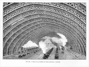 Interior of St Pancras Railway Station, London 1865
