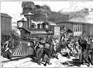 Riot by railroad workers at Martinsburg on the Baltimore-Ohio Railroad