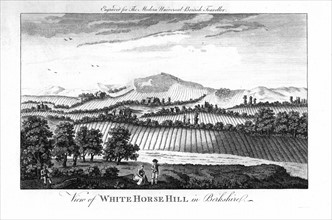 White Horse Hill, Berkshire, England, showing agricultural landscape with ridge-and furrow-ploughing and pre-enclosure landscape
