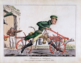 Draisien or Velocipede shown replacing horses in the French post service