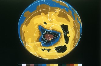 False colour image of Antarctic ozone hole