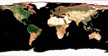 Photomosaic of Earth without cloud cover