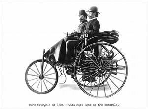 Benz tricycle of 1886 with Karl Benz