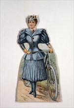 Display card showing ladies' cycling costume