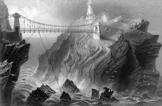Suspension bridge to the South Stack lighthouse near Holyhead