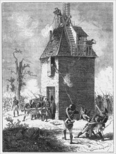 Napoleon's soldiers defending a telegraph post