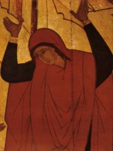 15th century Russian painting depicting a figure in mourning